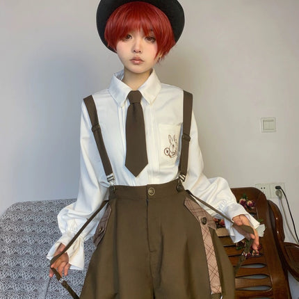 Original Ouji Fashion Brown Lolita Blouse Prince Outfit Shirt