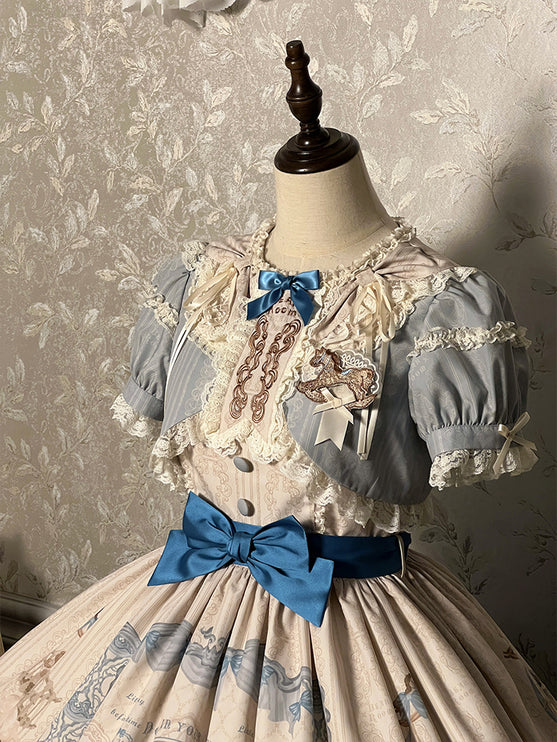 Elegant Cream Floral Lolita OP Dress with Detachable Apron - Multiple Colors Available