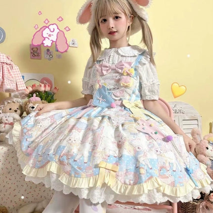 Cute lamb doll-like style sweet pink lolita jsk set