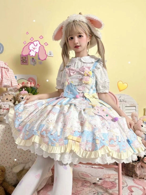 Cute lamb doll-like style sweet pink lolita jsk set