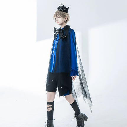 Pointed Collar Ouji Long Sleeve Lolita Little Prince Klein Blue Shirt