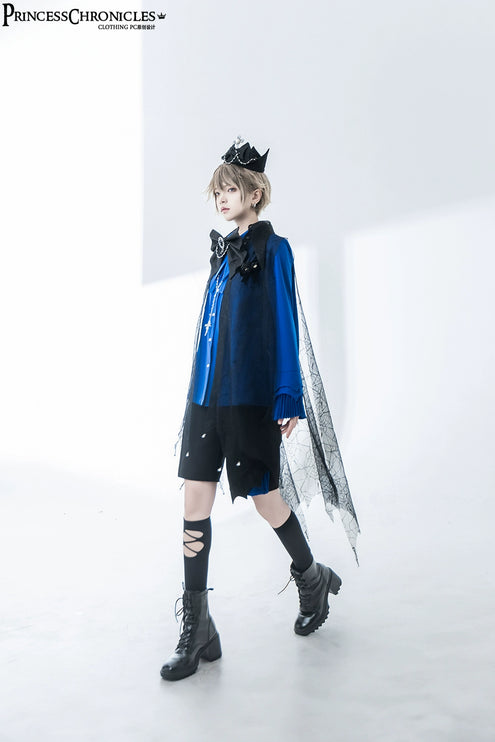 Pointed Collar Ouji Long Sleeve Lolita Little Prince Klein Blue Shirt