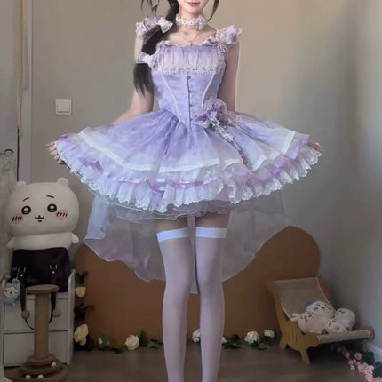 Dreamy Lavender Lolita Dress - Graceful High - Low Hem & Delicate Ruffles