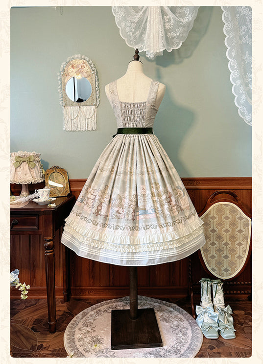 Elegant Floral Lolita JSK with Sash - Vintage Charm for Everyday and Special Occasions