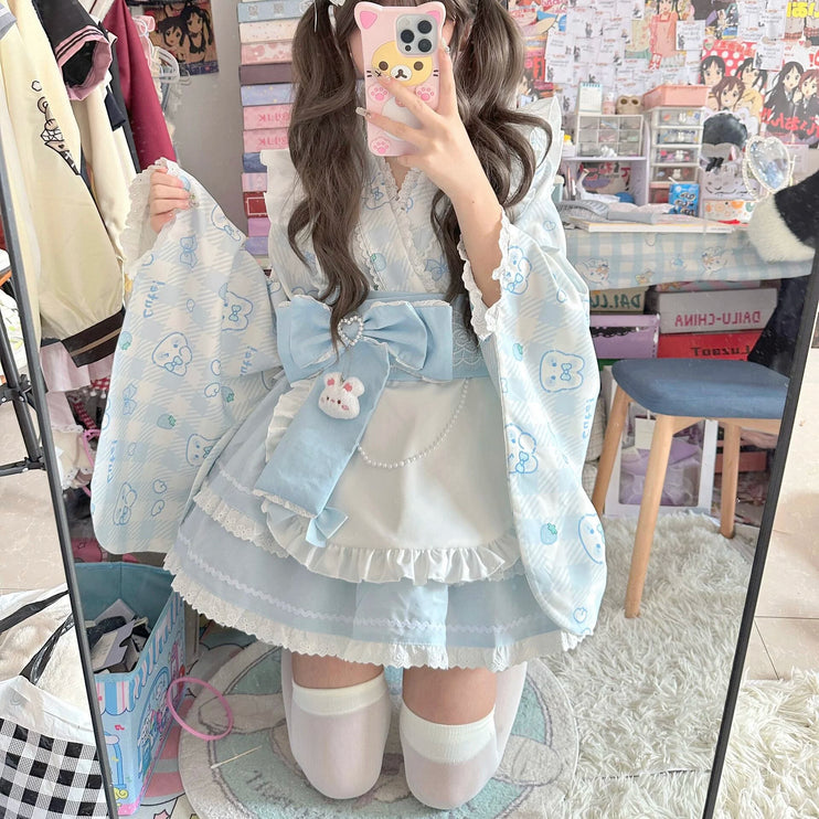 Colorful Fairy Tale Lolita Dress with Embroidery Details and Ruffled Skirt