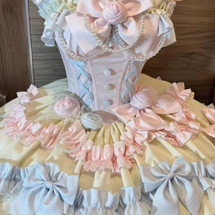 Elegant Lolita Style! Light Purple Princess Dress with Pearl Embellishments, Big Skirt Flare – Birthday Party Dress