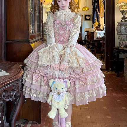 Gothic Lolita Dress with Intricate Lace and Elegant Bows - multiple colors Fantasy Style