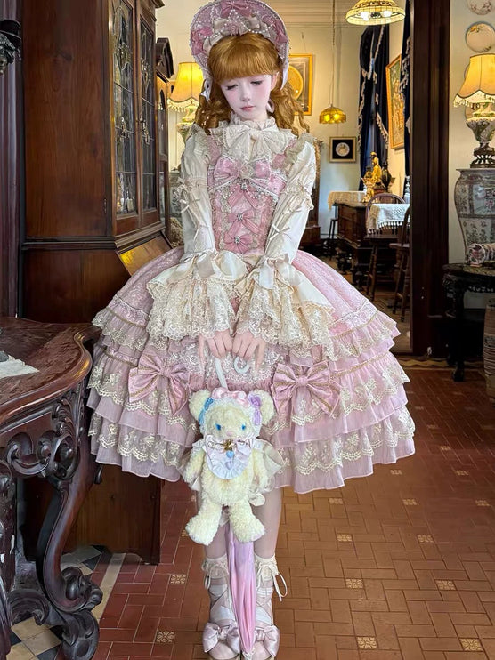 Gothic Lolita Dress with Intricate Lace and Elegant Bows - multiple colors Fantasy Style