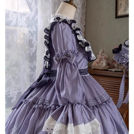Purple Idyllic Girl Medium Long Sleeve Elegant Lolita Dress OP