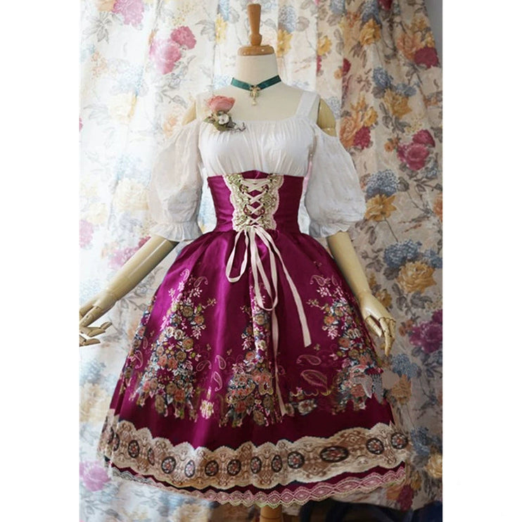 S-5XL Plus Size Classic Lolita Vintage Print Dress