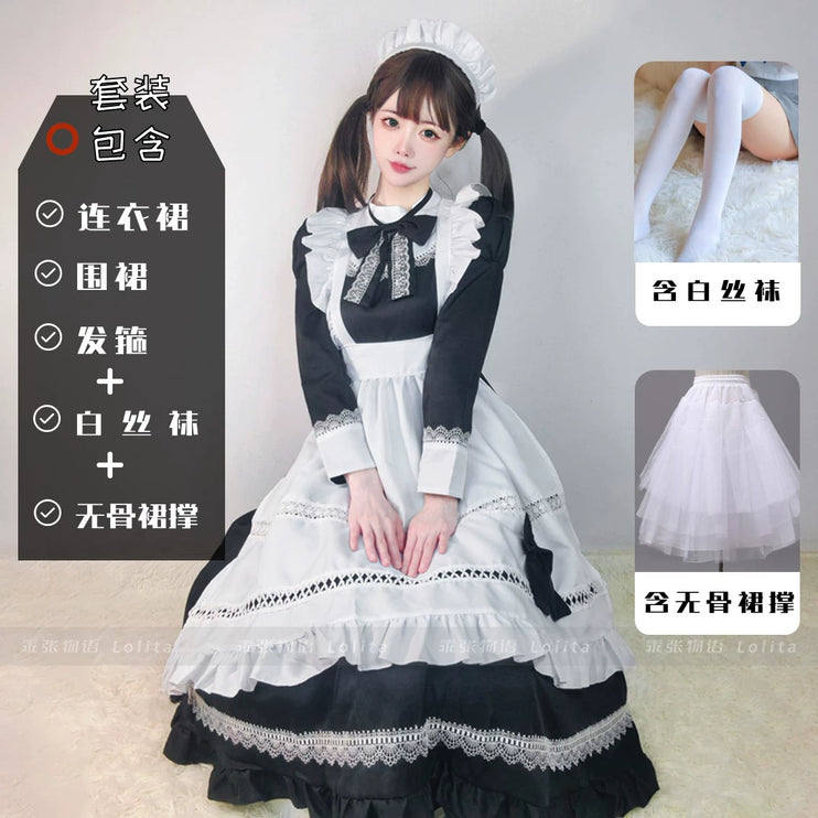 S-5XL British Aristocratic Elegance Gothic Maid Long-sleeved Dress Sexy Lolita