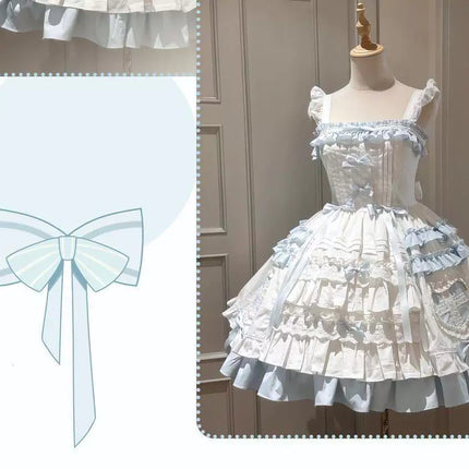 Lolita Dress with Delicate Layers, Ruffles and Bows, a Dreamy Fairy - tale Piece