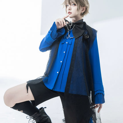 Pointed Collar Ouji Long Sleeve Lolita Little Prince Klein Blue Shirt