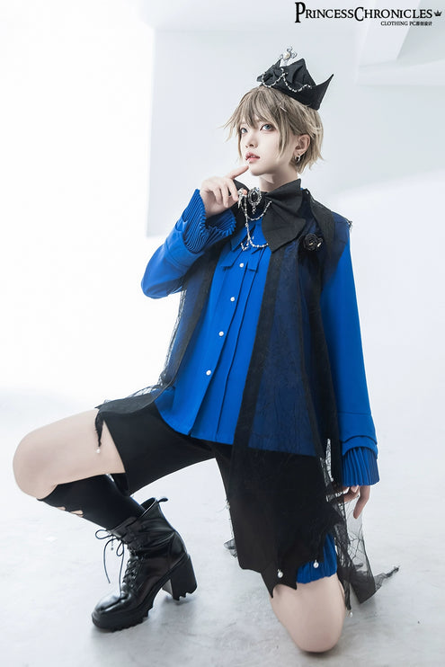 Pointed Collar Ouji Long Sleeve Lolita Little Prince Klein Blue Shirt