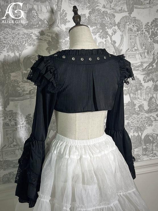 Elegant Gothic Lolita Jacket with Ruffled Trims and Button Details - Multiple Colors Available