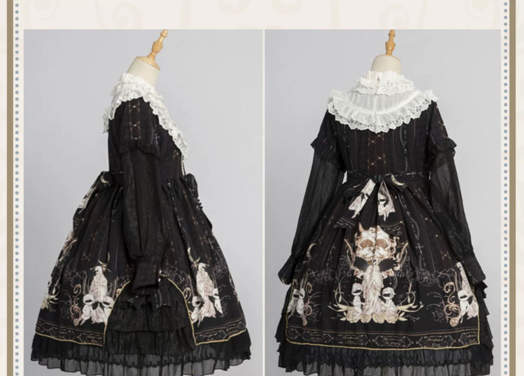 Original Lolita "Reunion with the World" OP Long-Sleeve Elegant Daily Dress
