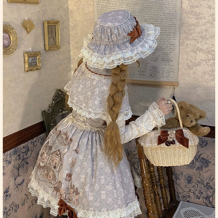 Lolita Bear Castle Doll-like True Waist JSK Jumper Dress