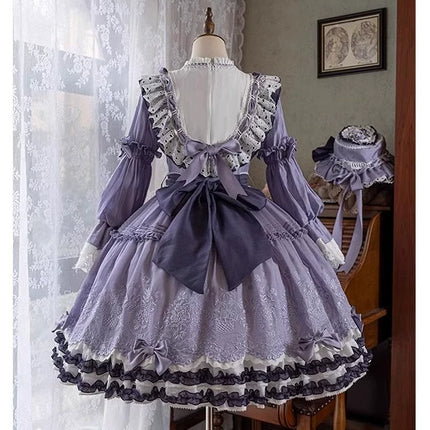 Purple Idyllic Girl Medium Long Sleeve Elegant Lolita Dress OP