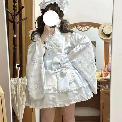 Colorful Fairy Tale Lolita Dress with Embroidery Details and Ruffled Skirt