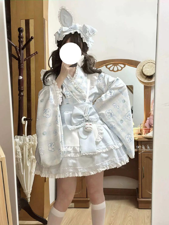 Colorful Fairy Tale Lolita Dress with Embroidery Details and Ruffled Skirt