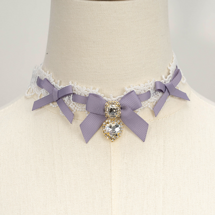 Edgy Punk Style Elaborate Double-Layer Necklace with Pearls and Gemstone Choker Lolita Collarbone Chain