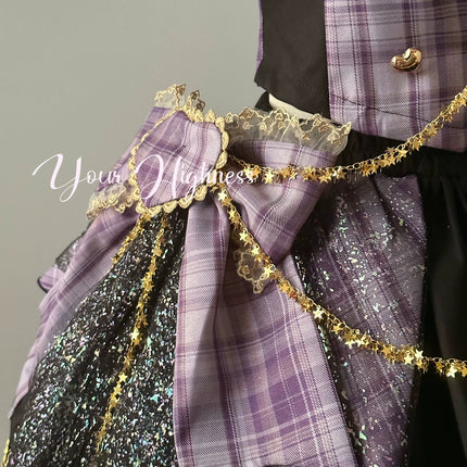 Tartan Melody Idol Lolita Two-Piece Set with Golden Accents Girl Group Inspired Skirt Ensemble