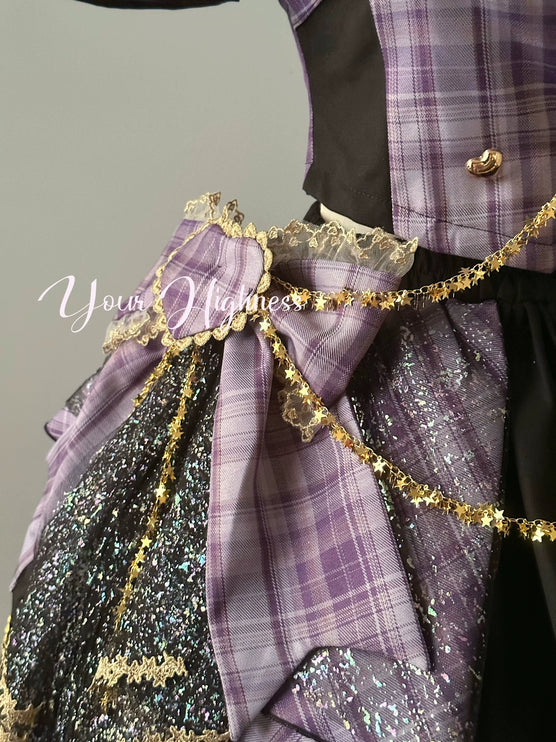 Tartan Melody Idol Lolita Two-Piece Set with Golden Accents Girl Group Inspired Skirt Ensemble