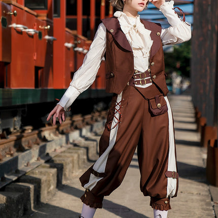 S-XL Ouji Suspenders Pants Prince Ensemble