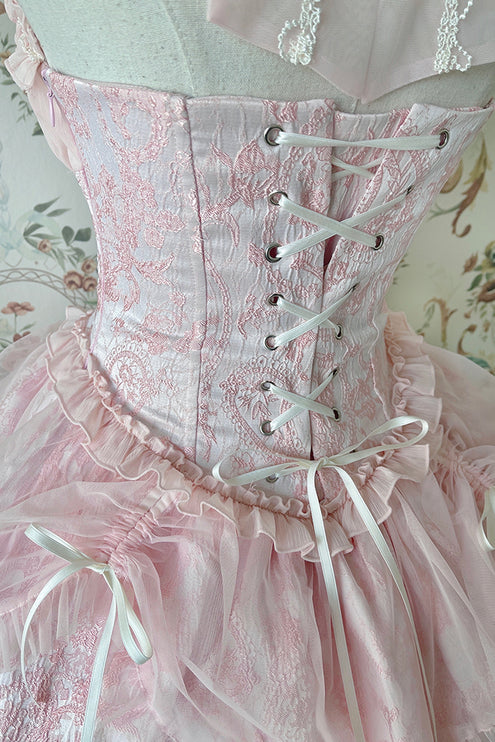 Fairy-Tale Ballet Doll Lolita Halter Dress with Corset Lace-Up and Ruffled Layers – Available in 8 Colors