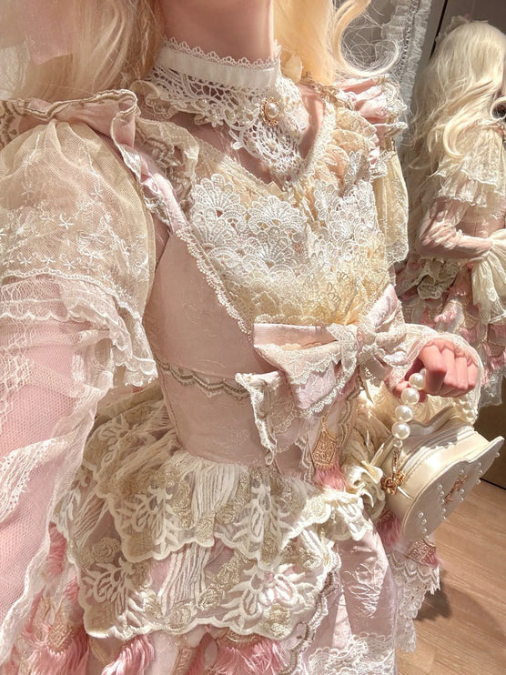Elegant Lace Lolita JSK Dress with Floral Embroidery