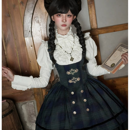 Twin - Set Lolita Dresses with Plaid Pattern and Sweet Bowknots, Ideal for Cosplay and Themed Parties