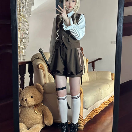 Original Ouji Fashion Brown Lolita Vest Prince Outfit