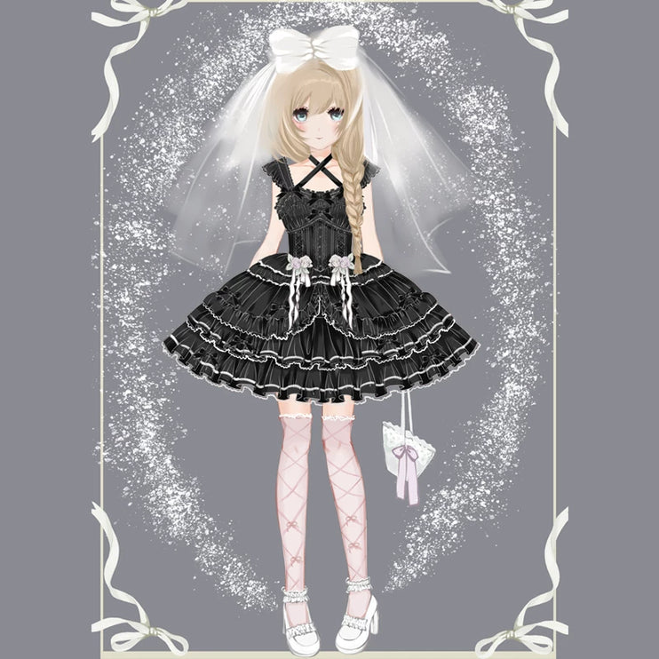 Elegant, lightweight wedding-style Lolita dress with a ballet-girl silhouette and ruffled details