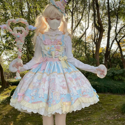 Cute lamb doll-like style sweet pink lolita jsk set