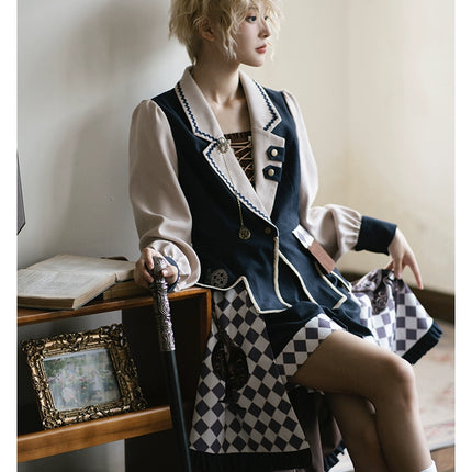 [Reverse Time Traveler] Original design steampunk print embroidery lolita fishtail set autumn/winter