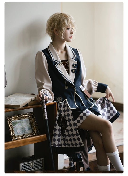 [Reverse Time Traveler] Original design steampunk print embroidery lolita fishtail set autumn/winter