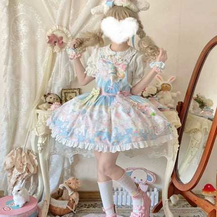 Cute lamb doll-like style sweet pink lolita jsk set