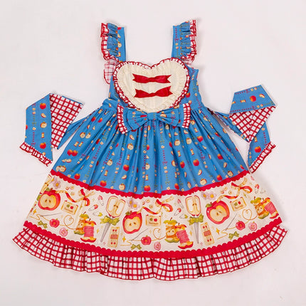 Apple Seamstress Lolita JSK – Heart Bib Sweet Style Dress with Gingham Accents