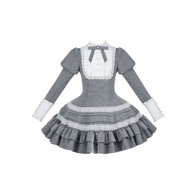 Two - piece Lolita dresses with capes, ruffled tiers and cute bowknots for a charming look