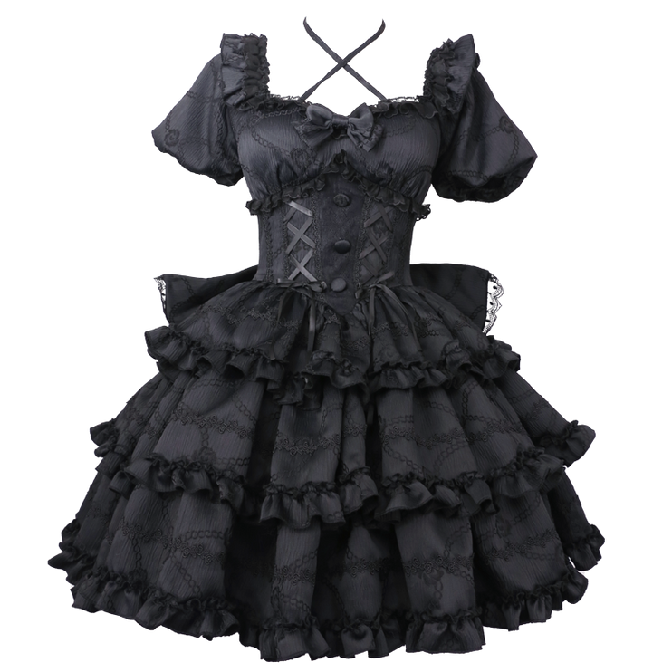 Puff Rose OP Princess Bow Trailing Dress Original Lolita