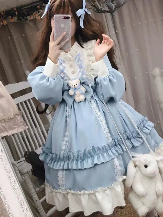 L-5XL Plus Size Fairy Tale Lolita Princess Dress - Loose Fit and Slimming, Fits up to 300 lbs