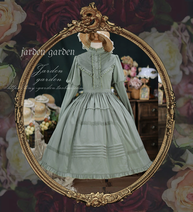 Black Forest Charm: Elegance Classic Vintage Lamb Leg Sleeve Stand-Up Collar Lolita Lolita OP Dress in Seven Colors