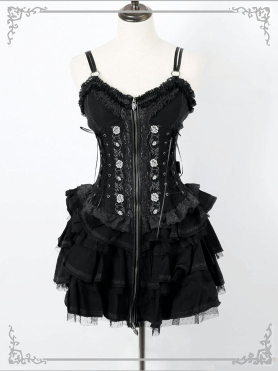 Summer of Roses JSK Gothic Dark Punk Black Lolita Dress