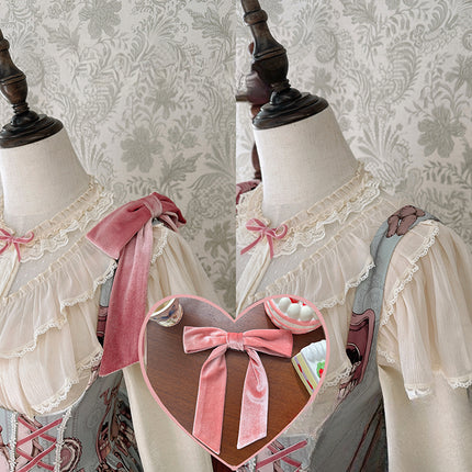 Enchanting Pastel Green Animal Illustration Lolita Jumper Skirt (JSK) Dress