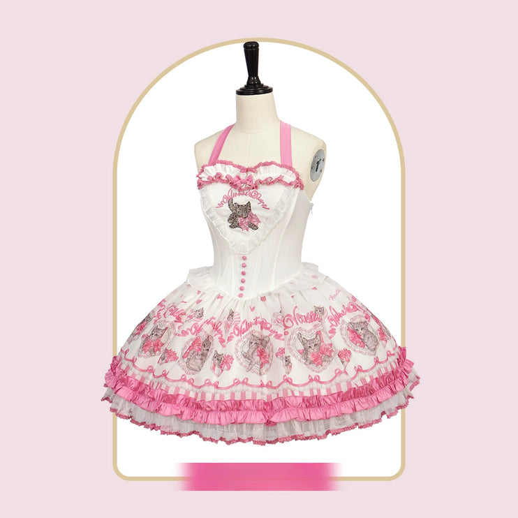 3 Colors Available Kitten Heart Lolita JSK & OP - Sweet Classic Bow Edition