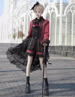 Gothic Prince Lolita Set - Medieval European Style Aristocratic Jacket and Tiered Skirt Outfit