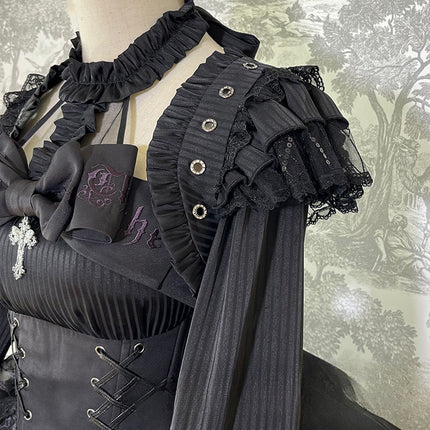 Elegant Gothic Lolita Jacket with Ruffled Trims and Button Details - Multiple Colors Available