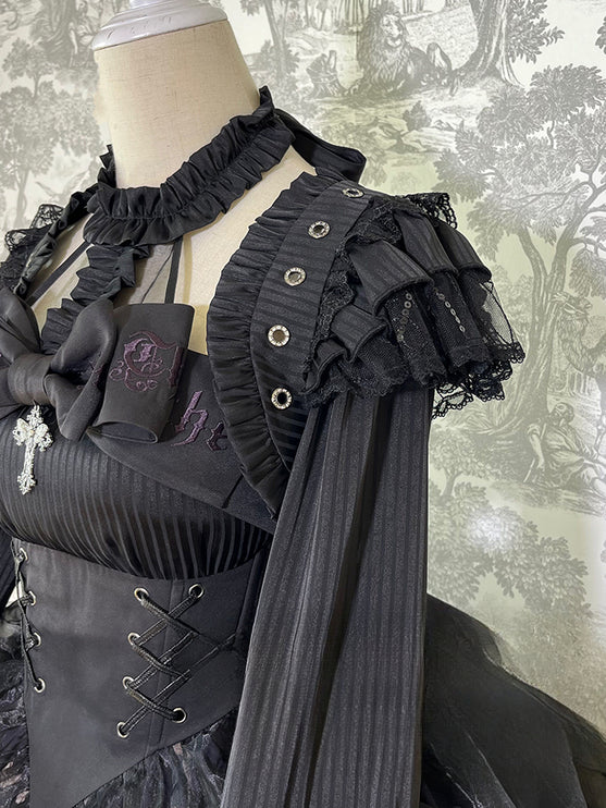 Elegant Gothic Lolita Jacket with Ruffled Trims and Button Details - Multiple Colors Available