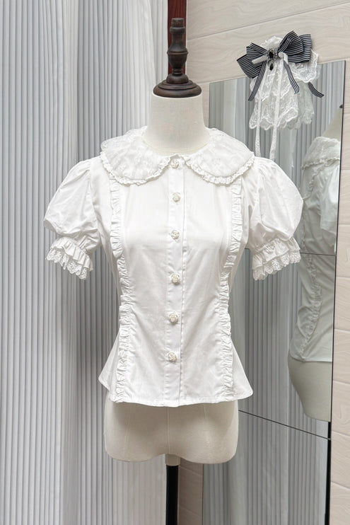 Gothic Aristocrat Lolita Dress - Victorian Black and White Ruffled Doll OP with Cape and Bonnet