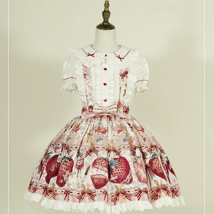 Sweet Strawberry Lolita Dress - Original Print JSK with Adjustable Straps